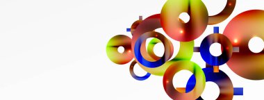 Minimum geometrik soyut arkaplan. Parlak ve parlak daire, çizgi ve yuvarlak şekiller tasarım. Duvar kağıdı, afiş, arkaplan veya iniş için moda tekno iş şablonu