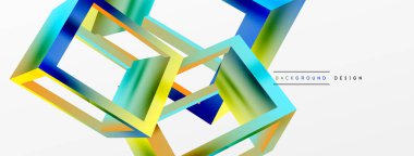 3 boyutlu küp vektör geometrik arkaplanı şekillendirir. Duvar kağıdı, afiş, arkaplan veya iniş için moda tekno iş şablonu