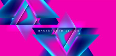 Örtüler, şablonlar, el ilanları, broşürler, afişler için üstüste binen üçgenler ve sıvı gradyanlarla soyut fırın