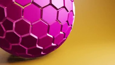 3D sphere with hexagons hi-tech abstract geometric animation background. Motion graphics. Minimalist geometric looping video design