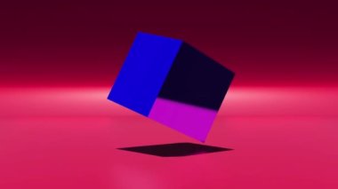 Single rotating cube 3d animation motion graphics. Geometric loopable animation background wallpaper