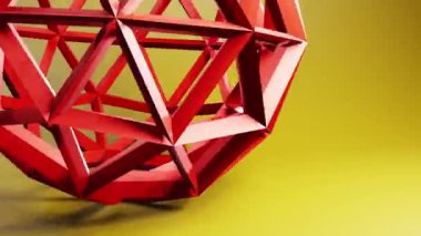 Wireframe sphere rotating in the air background. 3D motion graphics. Minimalist geometric looping video design