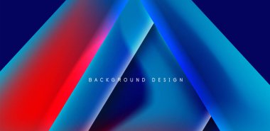 Örtüler, şablonlar, el ilanları, broşürler, afişler için üstüste binen üçgenler ve sıvı gradyanlarla soyut fırın