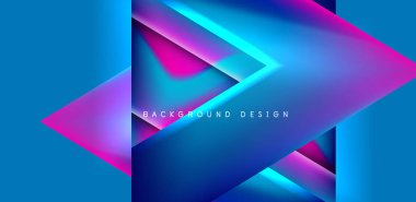 Örtüler, şablonlar, el ilanları, broşürler, afişler için üstüste binen üçgenler ve sıvı gradyanlarla soyut fırın