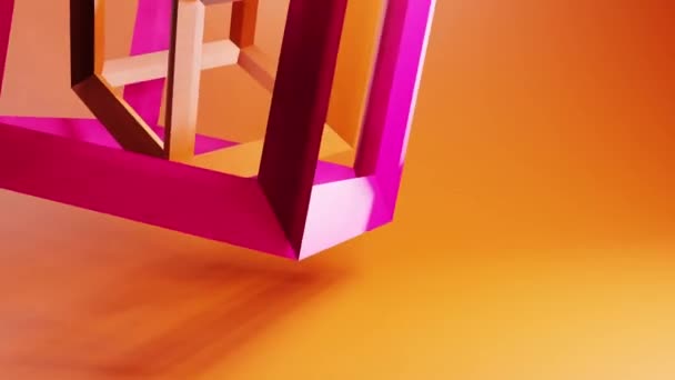 Wireframe Cubes Rotating Air Background Motion Graphics Minimalist Geometric Looping — Vídeo de stock