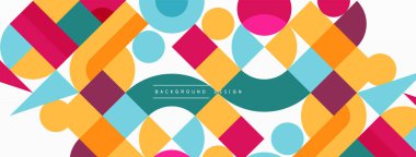 Minimum geometrik soyut arkaplan. Çember kare ve üçgen tasarım. Duvar kağıdı, afiş, arkaplan veya iniş için moda tekno iş şablonu