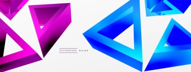 Üçgen soyut arkaplan. 3D vektör temel biçim teknolojisi veya iş konsepti bileşimi. Duvar kağıdı, afiş, arkaplan veya iniş için moda tekno iş şablonu