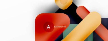 Minimum geometrik soyut arkaplan. Renkli geometrik bloklar. Çizgiler, kareler ve üçgenler duvar kağıdı bileşimi