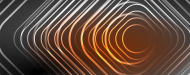 Neon parıldayan tekno çizgiler, yüksek teknolojili soyut arkaplan şablonu. Duvar kağıdı, afiş, arkaplan, broşür, katalog, kapak, broşür