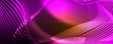 Parlak neon dalgalar, dinamik elektrik hareketi, enerji ya da hız kavramı. Duvar kağıdı, afiş, arkaplan, broşür, katalog, kapak, broşür