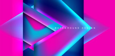 Örtüler, şablonlar, el ilanları, broşürler, afişler için üstüste binen üçgenler ve sıvı gradyanlarla soyut fırın