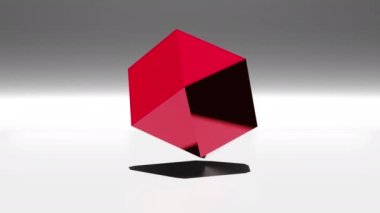 Animated background of gem style 3d geometric shape rotating in the air. 3D motion graphics. Minimalist design geometric loopable video