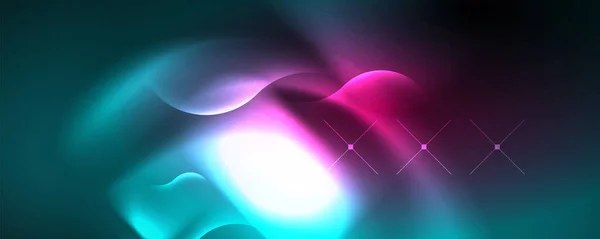 Neon Glowing Waves Magic Energy Space Light Concept Abstract Background — Stock Vector