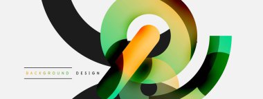 Yuvarlak şekiller daireler ve diğer geometrik şekiller. Duvar kağıdı afişi arkaplan kartı veya iniş sayfası için vektör illüstrasyonu