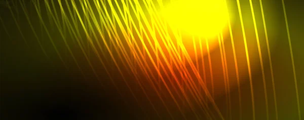 Light Beams Neon Lines Abstract Background Vector Illustration Wallpaper Banner — Stock Vector
