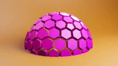 Techno sphere 3d geometric video animation background. Looping 3D motion graphics. Color backdrop with geometric design element