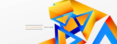 Üçgen soyut arkaplan. 3D vektör temel biçim teknolojisi veya iş konsepti bileşimi. Duvar kağıdı, afiş, arkaplan veya iniş için moda tekno iş şablonu