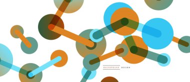 Soyut arkaplan. Yuvarlak noktalar çizgilerle birleşti. Duvar kağıdı, afiş, arkaplan veya iniş için moda tekno iş şablonu