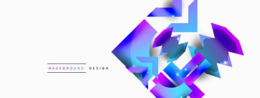 Dinamik bileşim, parlak geometrik şekiller soyut arkaplan. Duvar kağıdı, afiş, arkaplan veya iniş için moda tekno iş şablonu