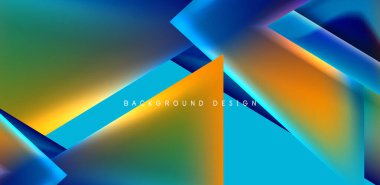 Örtüler, şablonlar, el ilanları, broşürler, afişler için üstüste binen üçgenler ve sıvı gradyanlarla soyut fırın