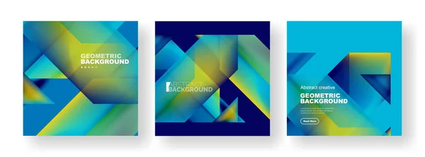 Διάνυσμα Σύνολο Αφηρημένα Γεωμετρικά Υπόβαθρα Αφίσας Πολύχρωμα Σχήματα Ρευστά Χρώματα — Διανυσματικό Αρχείο