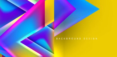 Örtüler, şablonlar, el ilanları, broşürler, afişler için üstüste binen üçgenler ve sıvı gradyanlarla soyut fırın