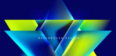 Örtüler, şablonlar, el ilanları, broşürler, afişler için üstüste binen üçgenler ve sıvı gradyanlarla soyut fırın