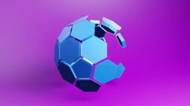 Techno sphere 3d geometric video animation background. Looping 3D motion graphics. Color backdrop with geometric design element