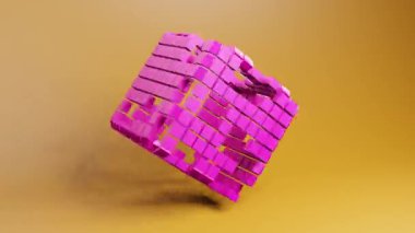 Techno cube 3d geometric video animation background. Looping 3D motion graphics. Color backdrop with geometric design element
