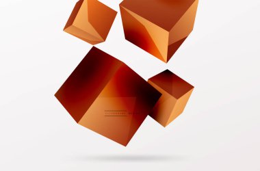 3d vektör soyut arkaplan. Uçan küp kompozisyonu. Duvar kağıdı, afiş, arkaplan veya iniş için moda tekno iş şablonu