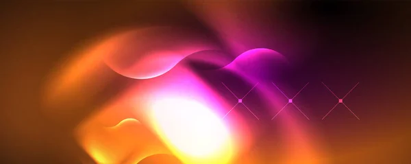 Neon Glowing Waves Magic Energy Space Light Concept Abstract Background — Stok Vektör