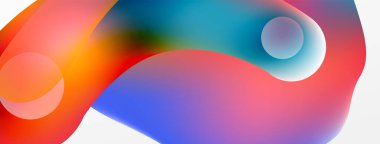 Fluid abstract background. Liquid color gradients composition. Round shapes and circle flowing design for wallpaper, banner, background or landing