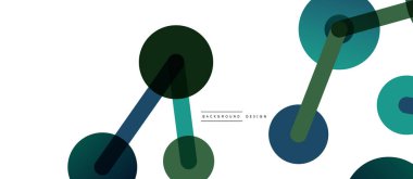 Soyut arkaplan. Yuvarlak noktalar çizgilerle birleşti. Duvar kağıdı, afiş, arkaplan veya iniş için moda tekno iş şablonu