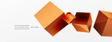 3d vektör soyut arkaplan. Uçan küp kompozisyonu. Duvar kağıdı, afiş, arkaplan veya iniş için moda tekno iş şablonu