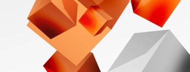 3d vektör soyut arkaplan. Uçan küp kompozisyonu. Duvar kağıdı, afiş, arkaplan veya iniş için moda tekno iş şablonu