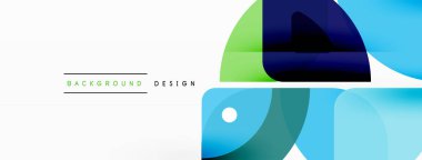 Renkli minimetrik geometrik soyut arkaplan. Yuvarlak elementlerle üçgen şekli, daireler. Duvar kağıdı, afiş, arkaplan veya iniş için moda tekno iş şablonu