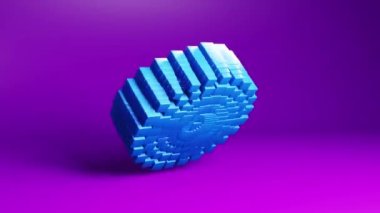 Bright color cylinder geometric shape transformation made of cubes, motion graphics background. Techno 3d looping video animation design