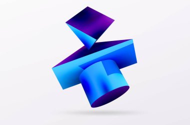 Metalik 3d şekil vektör geometrik arkaplan. Duvar kağıdı, afiş, arkaplan veya iniş için moda tekno iş şablonu