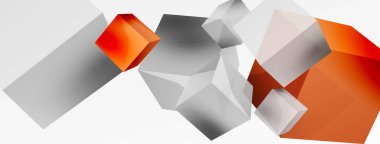 3d vektör soyut arkaplan. Uçan küp kompozisyonu. Duvar kağıdı, afiş, arkaplan veya iniş için moda tekno iş şablonu