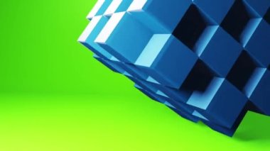 Cube with squares on faces. 3d motion graphics background. Techno 3d looping video animation