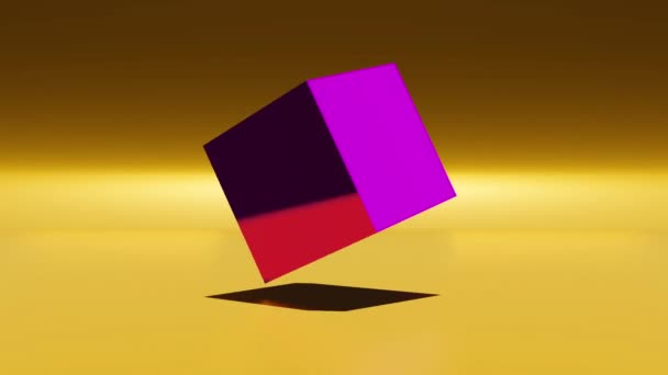 Single Rotating Cube Animation Motion Graphics Geometric Loopable Animation Background — Stock video