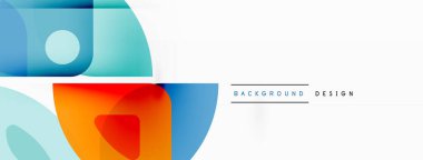 Renkli minimetrik geometrik soyut arkaplan. Yuvarlak elementlerle üçgen şekli, daireler. Duvar kağıdı, afiş, arkaplan veya iniş için moda tekno iş şablonu