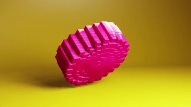 Bright color cylinder geometric shape transformation made of cubes, motion graphics background. Techno 3d looping video animation design