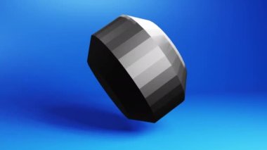 Siyah silindirik soyut 3D form, mavi oda hareket grafik arka planında makine bölümü konsept rotasyonu. Tekno 3d video canlandırması