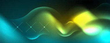 Neon glowing waves, magic energy space light concept, abstract background wallpaper design