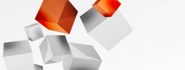 3d küp vektör soyut arkaplan. 3d kare şeklindeki temel geometrik elementlerin bileşimi. Duvar kağıdı, afiş, arkaplan veya iniş için moda tekno iş şablonu