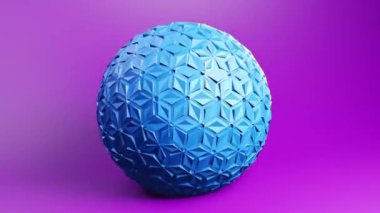 Techno sphere 3d geometric video animation background. Looping 3D motion graphics. Color backdrop with geometric design element
