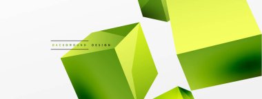 3d küp vektör soyut arkaplan. 3d kare şeklindeki temel geometrik elementlerin bileşimi. Duvar kağıdı, afiş, arkaplan veya iniş için moda tekno iş şablonu