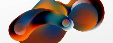 Fluid abstract background. Liquid color gradients composition. Round shapes and circle flowing design for wallpaper, banner, background or landing