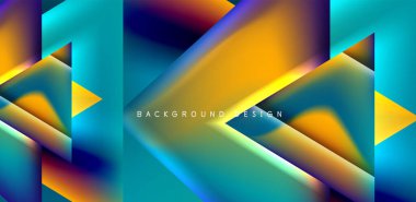 Örtüler, şablonlar, el ilanları, broşürler, afişler için üstüste binen üçgenler ve sıvı gradyanlarla soyut fırın
